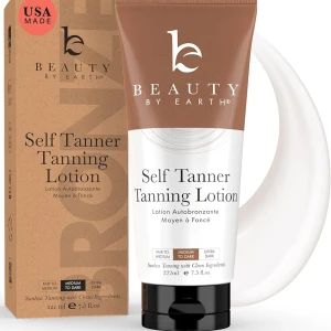 Beauty by Earth Self Tanner - USA Made with Natural & Organic Ingredients, Moisturizing Self Tanning Lotion with Aloe Vera & Coconut for a Natural
